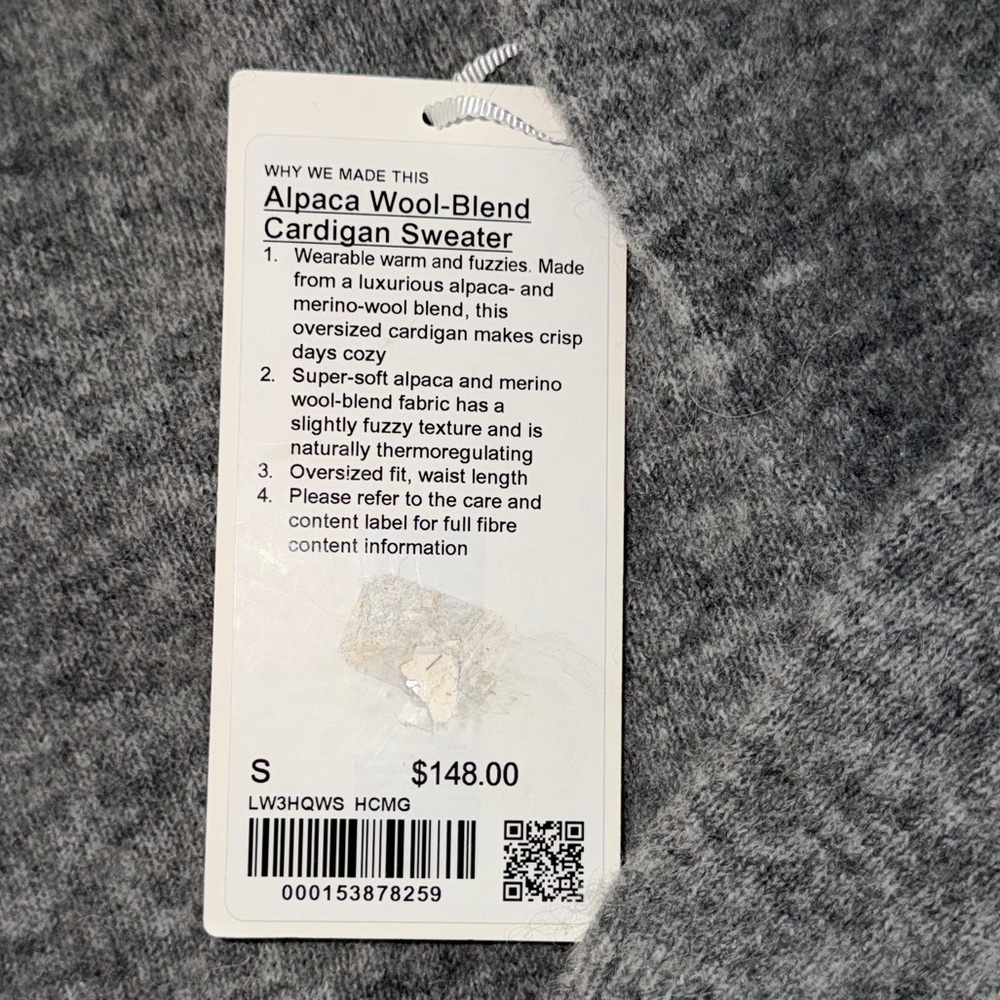 Lululemon NWT Gray Alpaca Wool-Blend Button Cardigan Sweater Women’s Size Small - Picture 6 of 10